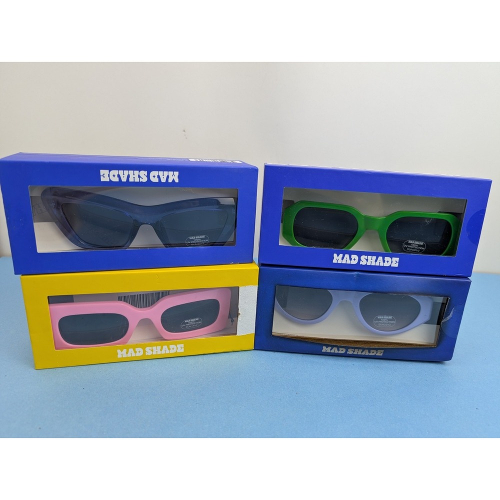 Mad Shade Sunglasses Bundle of 4 Women Unisex Blue Green Pink Purple SUN20V2